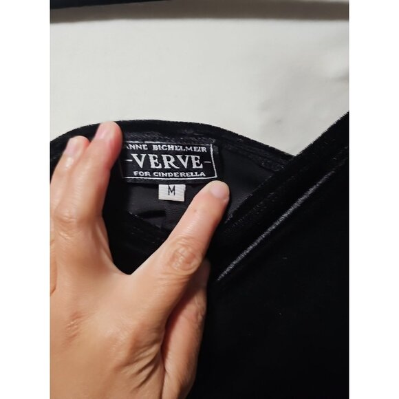 Vintage Burnout Velvet Slip Dress Medium Maxi Black Y2k 90s Whimsigoth Goth - Picture 4 of 9